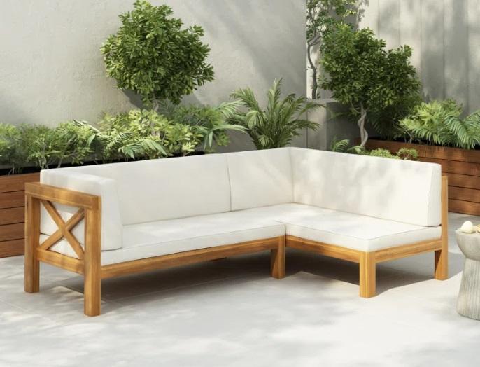 Truckload - Home Decor - Suvada 58.25" Outdoor L-Shaped Patio Sectional with Cushions, Upholstered Bed - MSRP $45,245