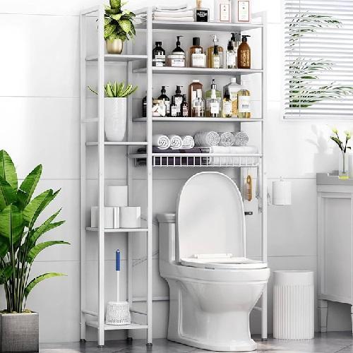 Kalrin 8-Tier Over The Toilet Storage with Side Rack Over - MSRP $74