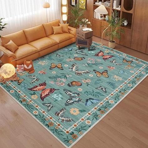 Area Rugs - JEEDOVIA Door Mat, Insect Floral Area Rug, Lahome Green Botanical Print Washable Rug - MSRP $4,219