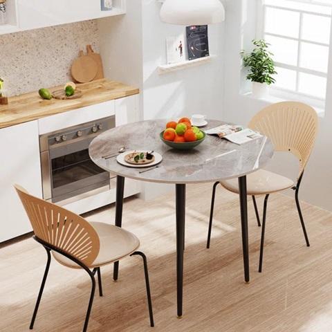Furniture - Ebern Designs Lexxi Stone Iron Dining Table, Hashtag Home Adalwine Velvet Dining Chair - MSRP $1,835