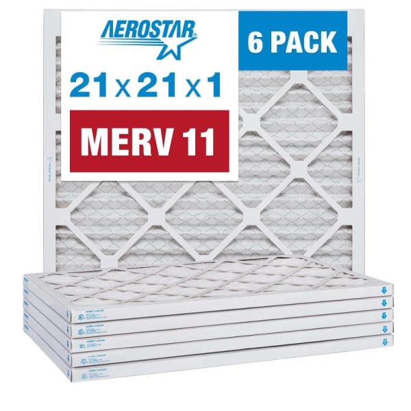 Aerostar 21x21x1 MERV 11 - 6 Count - Pleated HVAC Furnace - MSRP $63