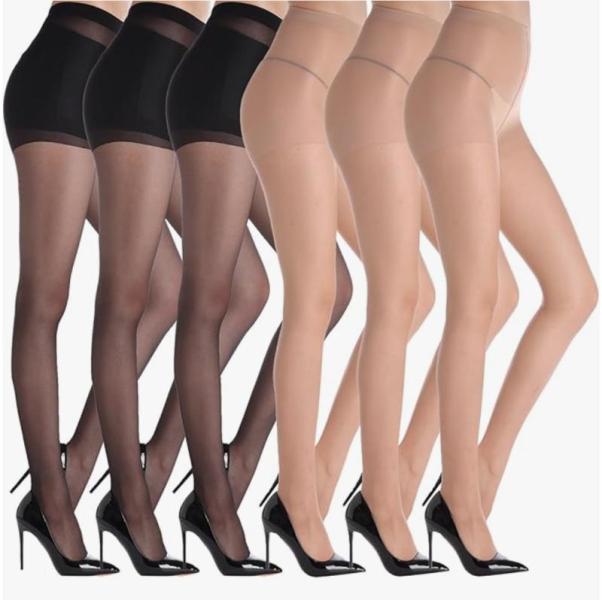 Women High Waist Tights Sheer Stockings Thigh High Pantyhose 2 Colors