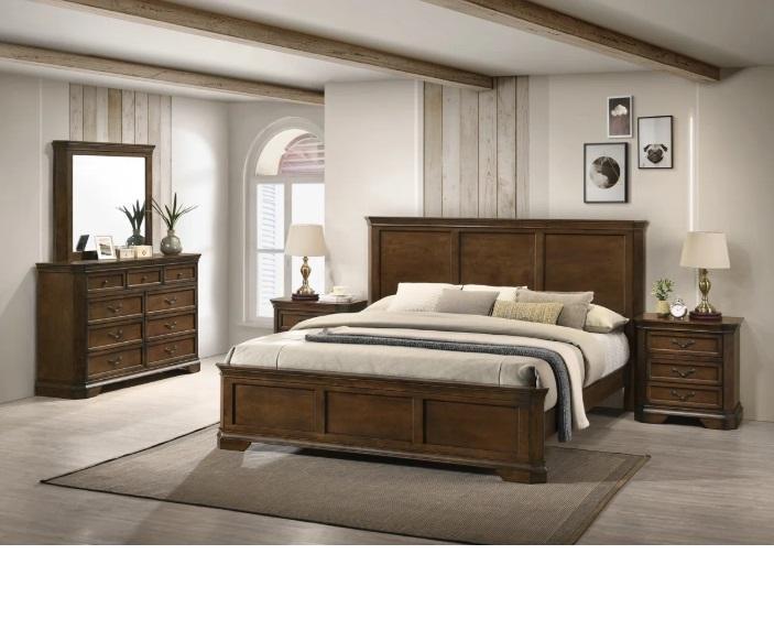 Truckload -Housewares - Ailany Traditional Wood Panel Bed/Dresser/Mirror, 84" Leather Pillow Top Arm Sofa -MSRP $37,296