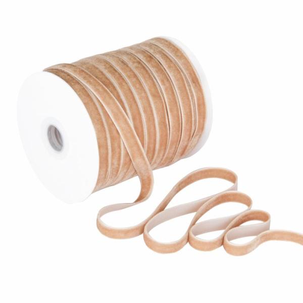 Home - Khaki Velvet Ribbon 3/8'' 50 Yards Velvet Fabric Vintage Ribbon for Christmas Tree - MSRP $50,220