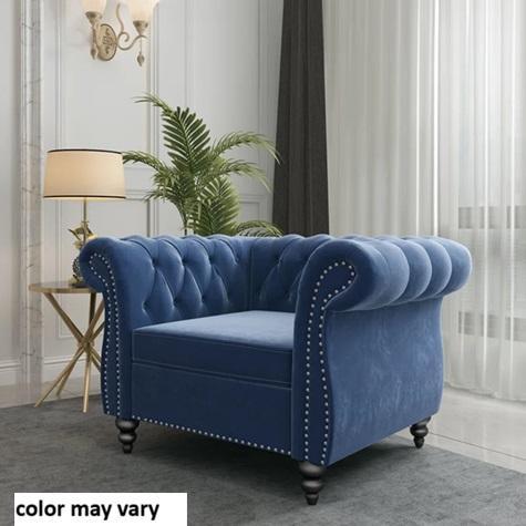 Furniture - Rosdorf Park Engelgard Velvet Chesterfield Chair, Beachcrest Home PotreroWood Console Table - MSRP $1,147