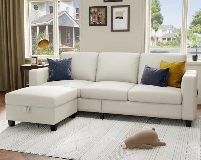 Furniture -Jaydie 78" Upholstered Sofa Couch, 7.5 Dual Pre-lit LED Champagne Umbrella Tree - MSRP $2,446