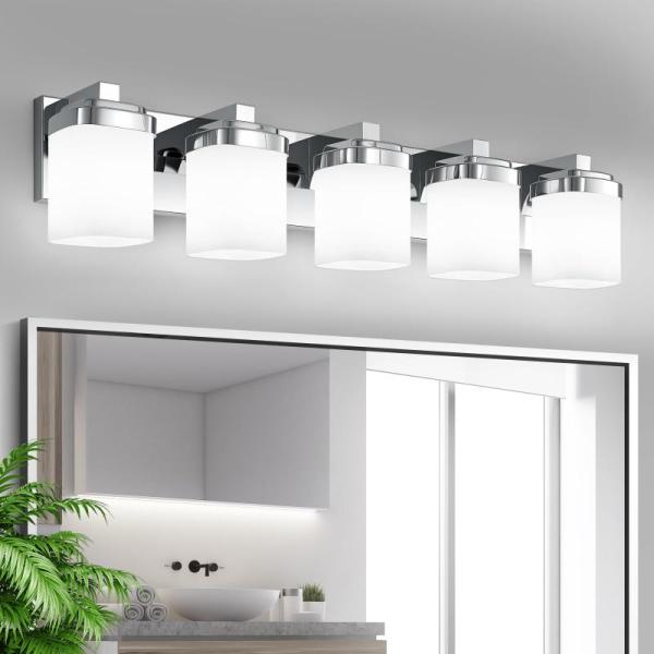 Home Improvement- 4-Light Vanity Light for Bathroom, Guliaofo 5-Light Bathroom Light Fixtures- MSRP $1,666