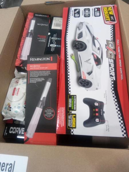 General Merchandise- New Bright Sports Car, Remington Pro Curling Iron, HUGGIES Wipes - MSRP $239