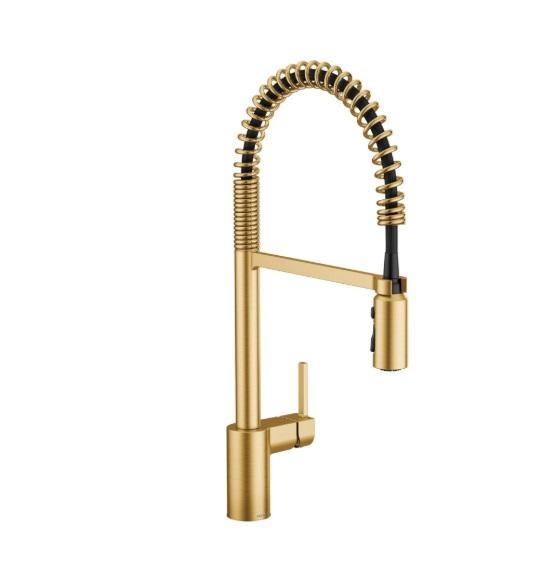 Moen Align Brushed Gold 1-Handle Spring Pulldown Faucet, COLAMY Wingback Upholstered Side Dining Chair - MSRP $2,609