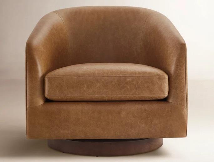 Furniture - Bennett Genuine Leather Swivel Barrel Chair, Ackley Amerson Upholstered 25.8" Counter Stool- MSRP $1,622