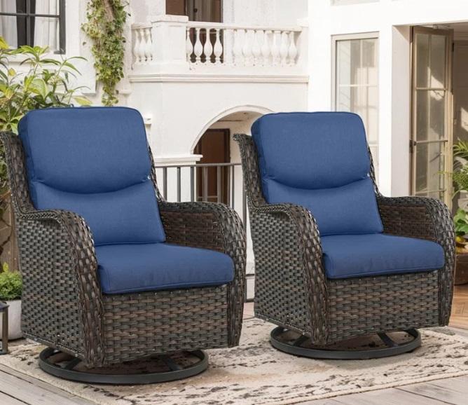 Furniture- Koba Outdoor Wicker Rattan Rocking Swivel Chair, Oneybrook Storage Unit 26000 - MSRP $1,711
