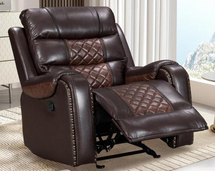 Furniture- Crovetti Air Leather Rocker Recliner Chair, Jobani Swivel Stool - MSRP $1,703