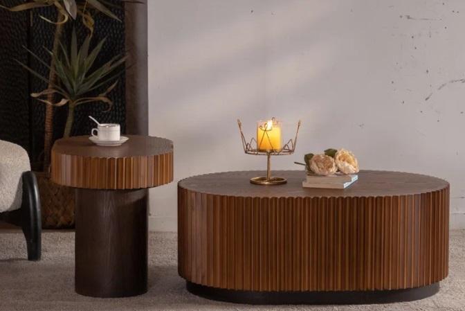 Furniture- Keran Handcrafted Round Nesting Coffee, Tybee 25'' Solid Wood Counter Stool - MSRP $2,159