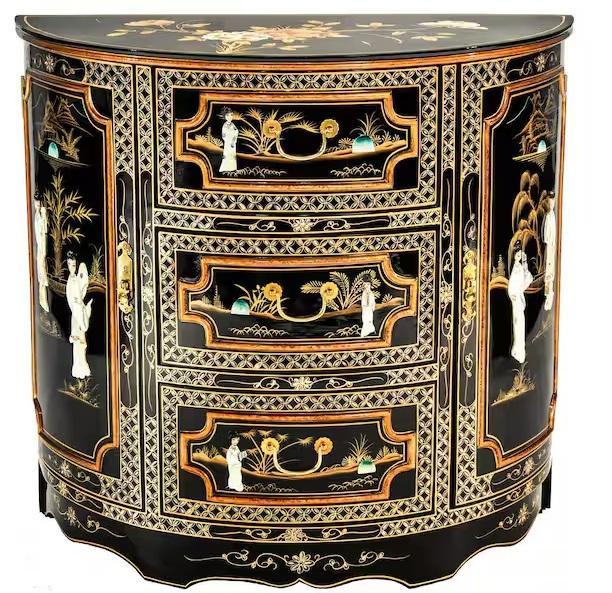 Home Decor - Red Lantern Half-Moon Accent Cabinet, Noble House Dining Chair, LAOTIES, Glamour Home - Est Retail $2,674