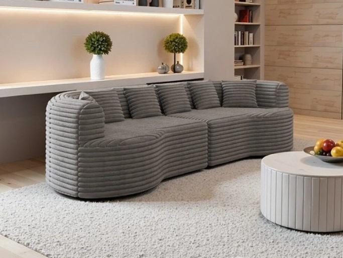 TRUCKLOAD- Furniture- 4-Seater Memory Foam Sofa Curved Sectional, Genuine Leather Glider Recliner - MSRP $34,968