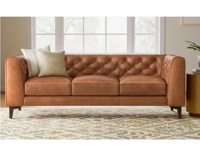 Truckload -Housewares - Tehlani Upholstered Recliners, Peale 89'' Full-Grain Genuine Italian Leather Sofa -MSRP $35,980