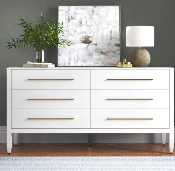 Furniture - Tessio 6-Drawer Dresser, Laroche 60'' Console Table, Melrose Side Table - MSRP $2,943