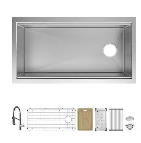 Plumbing - Glacier Bay Single Bowl Kitchen Sink, LORDEAR, KIOTEE, GETLEDEL, GLSLAND, Hausvita - Est Retail $1,996