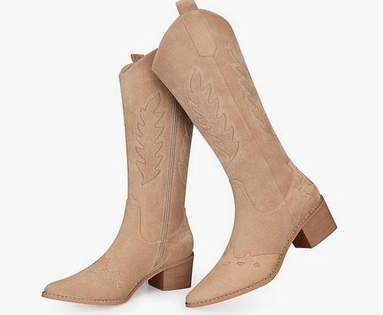 Shoes- Womens Platform Lug Sole Chelsea Boots Ankle High, SHIBEVER Suede Knee High Cowboy Boots - MSRP $3,535