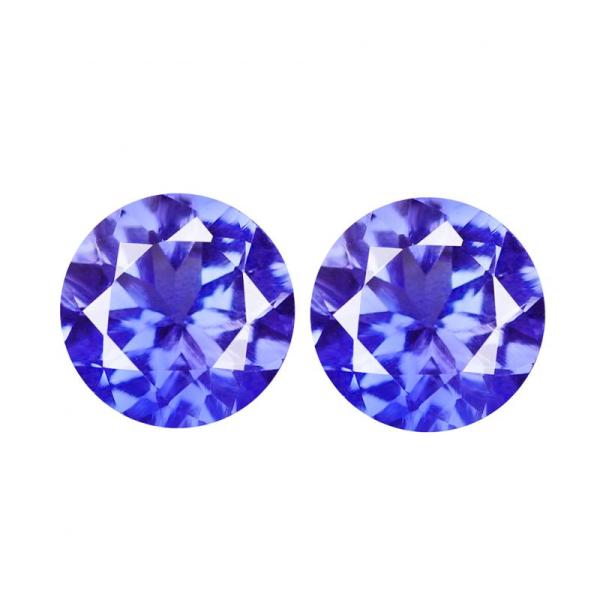 TANZANITE Gemstone ROUND PAIR .80 Carats Excellent VVS Quality
