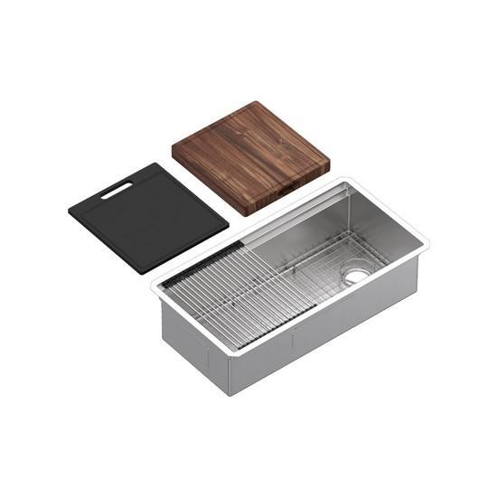 Fixtures - Rohl Culinario Kitchen Sink, Elegant Pendant Light, Glass Warehouse Shower Doors - MSRP $10,241