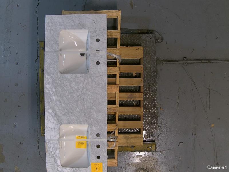 Allen+Roth Roveland 60in White Undermount Double Sink Vanity, Allen+Roth 72inW Brown Walnut TV Stand - MSRP $2,208