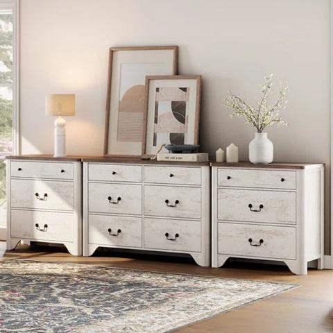 Furniture - Lark Manor Haikey 3PCS Farmhouse Dresser Set, Bayou Breeze Bali & Pari Maryland Dining Set - MSRP $3,295