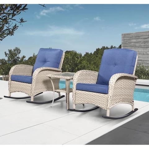 Furniture -Red Barrel Studio- Gaetanino Wicker Rattan Rocking Chair Set, Fienley Staggered 4Drawer Cabinet -MSRP $2,974