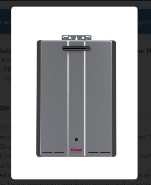Rinnai Tankless Water Heater - MSRP $1,861