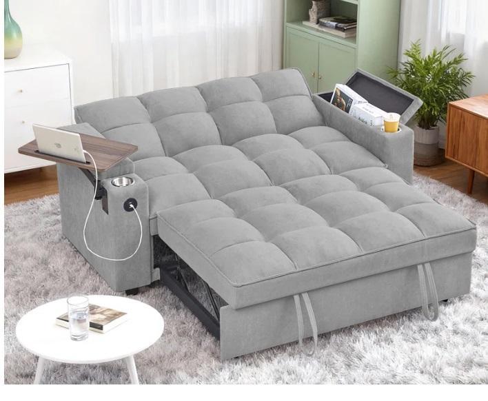 Housewares - Jersey Fraser Fir Medium Tree, Aurora 65'' Convertible Sofa Bed, Inayat Chenille Armchair - MSRP $2,975