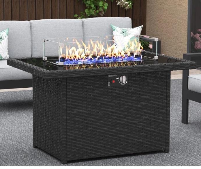 Housewares- Alturas 44" Propane Gas Fire Pit Table, Garren 75.6'' Square Arm Tufted Sofa, Babin Stand Desk -MSRP $2,724