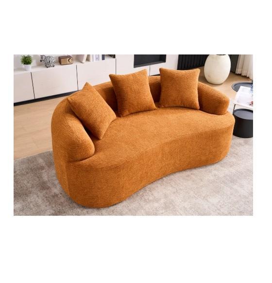 Furniture- Double Orange Couch, Diba 81.88'' Chesterfield Sofa, Velvet Couch Rolled Arms, Audell Side Rail -MSRP $1,113