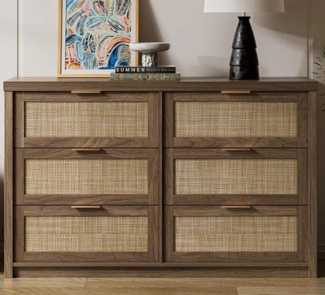 Furniture- Dearbhaile 52.7" W 6 Drawer Dresser, Recessed and Surface Mount Medicine Cabinet - MSRP $2,688