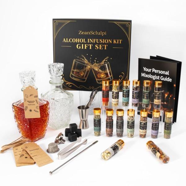 Kitchen- Alcohol Infusion Kit for Infusing Whiskey, Gin, Vodka, Rum, iconfont Electric Warming Mat - MSRP $33,483