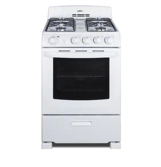 Two Summit Appliance 24in 2.9cu.ft Gas Ranges, RG244WS, White - Est Retail $1,478