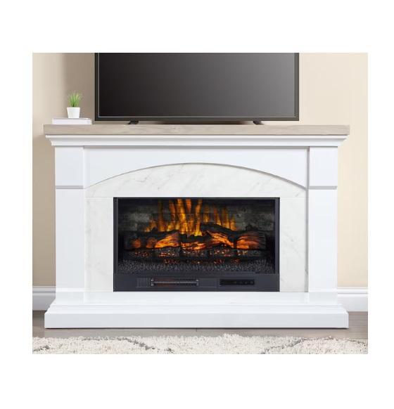 Allen+Roth 54inW White Free standing Fireplace, DEWALT 4.5Gal Portable 225PSI Horizontal Air Compressor - MSRP $3,564