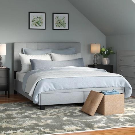 Andover Mills Peters Tufted Upholstered Low Profile Platform Bed - MSRP $639