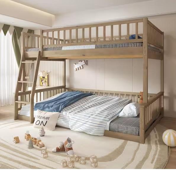 Home Decor - Harper & Bright Designs Full XL Over Queen Wood Bunk Bed, Dovelina, FUFU&GAGA, Lirago - Est Retail $2,217