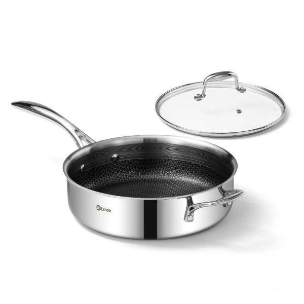 Kitchen- DELUXE Hybrid Nonstick 3.7 Qt Deep Saute Pan, Full-Size Griddle Inserts for Weber Spirit  - MSRP $1,031