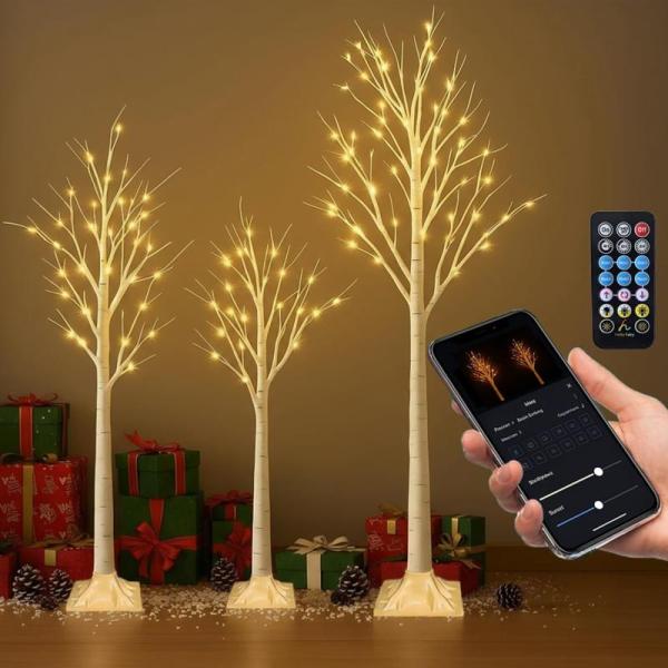 Home- 3PACK Lighted Birch Tree, USHOWER Corner Shower Caddy Tension Pole  - MSRP $35,360