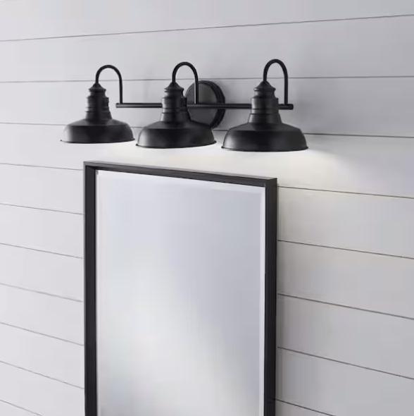 Lighting & Electrical - ELMCROFT 29 IN. 3-LIGHT, 32IN OVAL DECO FLUSH MOUNTS, MARSDEN VANITY - Est Retail $2,032- 1plt