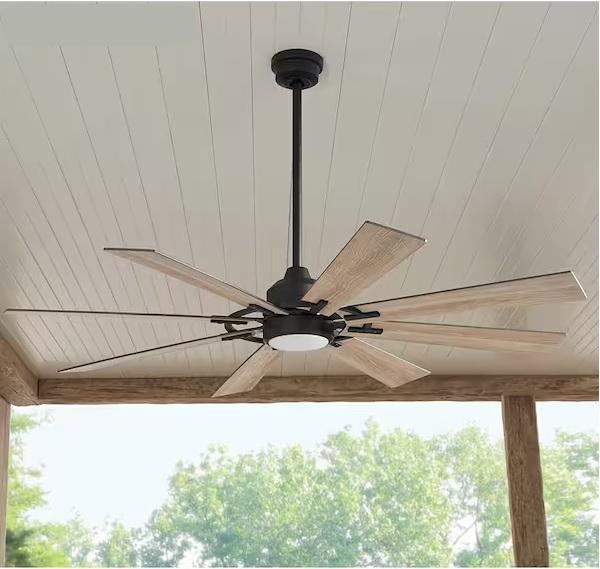 Lighting & Electrical - HDC Indoor/Outdoor Matte Black Ceiling Fan, Genoci Drum Chandelier - Est Retail $3,547- 1 plt