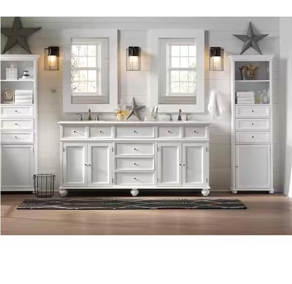 Kitchen & Bath - HDC Hampton Harbor 72in Double Sink Freestanding Bath Vanity, Hampton Bay - Est Retail $1,115- 2plts