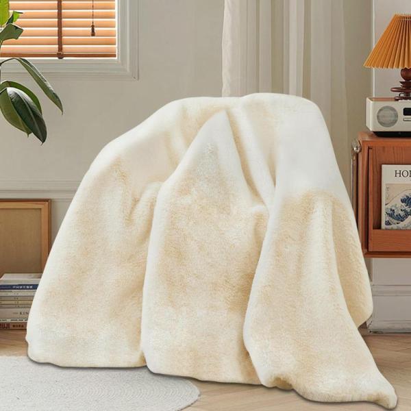 Home Decor - LiveGo Luxury Faux Mink Cashmere Throw Blanket, ANRODUO White-Blackout Linen Curtains - MSRP $29,876