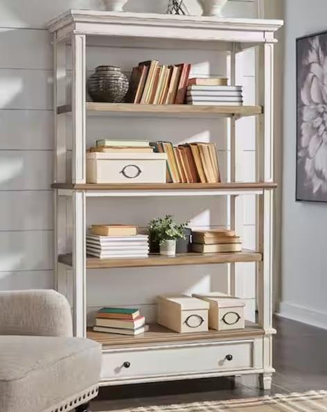 Home Decor- Signature DESIGN BY ASHLEY Bookcase, Noble House Chairs, Poly and Bark Stools - Est Retail $1,645- 1 plt