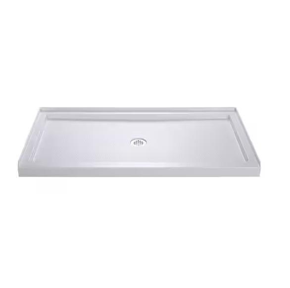 Kitchen & Bath - DreamLine SlimLine 60inx34in Threshold Alcove Shower Pan Base, Delta Corner Shower - Est Retail $2,014