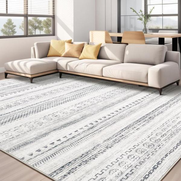 Furniture - Homeforia Wood 48in Floating Shelf, kakania 10X14 Washable Boho Farmhouse Area Rug, Roll Cart - MSRP $1,839