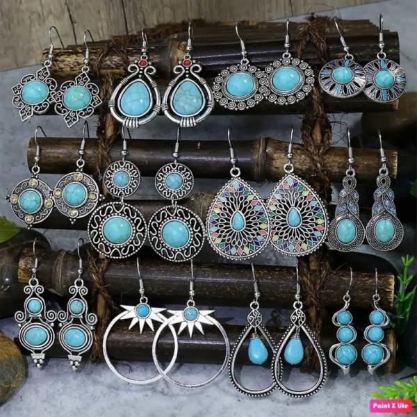 New 300pair -Beautiful Turquoise Drop Earrings Set