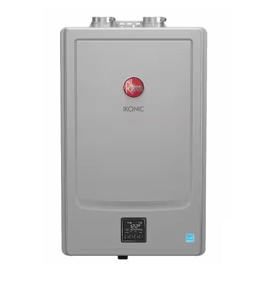 Plumbing - Rheem IKONIC 8.4GPM Natural Gas Tankless Water Heater, Glacier Bay, Attop, androme, NDS - Est Retail $3,486