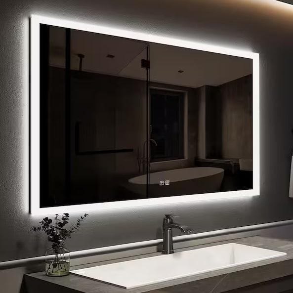 Plumbing- HOMEIBRO Frameless Anti-Fog Wall Mount Bathroom Vanity Mirror, NTQ, HOLDRITE, BWE, GLSLAND -Est Retail $1,562